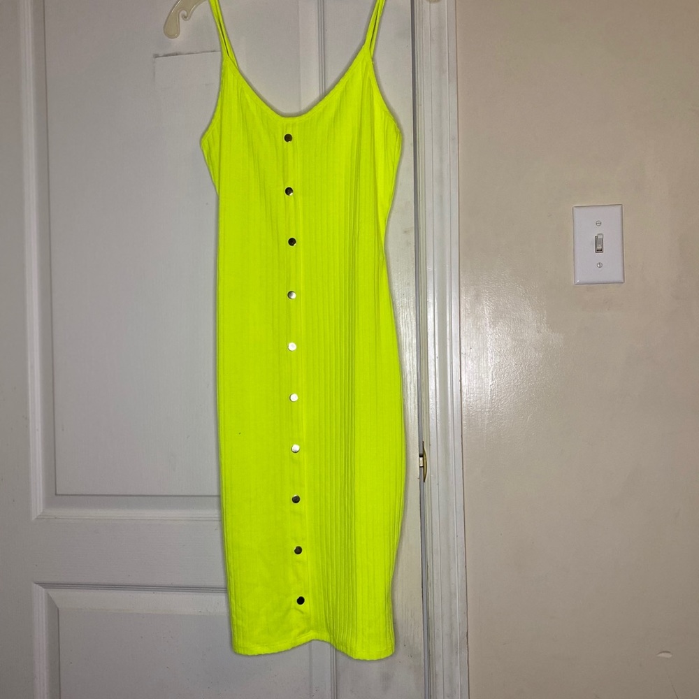 Lime green above the knee length dress